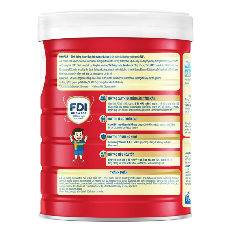Sữa bột Nutifood GrowPLUS+ đỏ 2+ hương vani 1.5 kg (từ 2 tuổi) cho trẻ suy dinh dưỡng, thấp còi 10