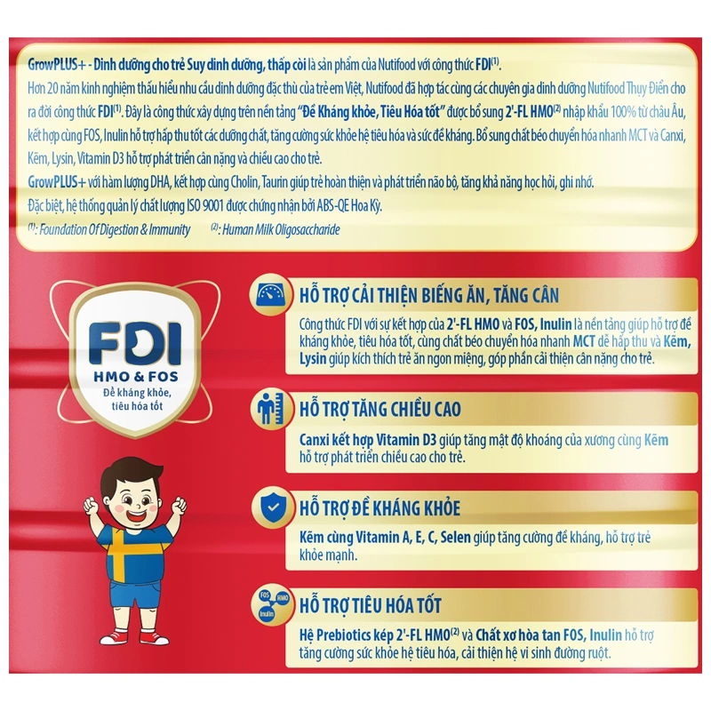 Sữa bột Nutifood GrowPLUS+ đỏ 2+ hương vani 1.5 kg (từ 2 tuổi) cho trẻ suy dinh dưỡng, thấp còi 12