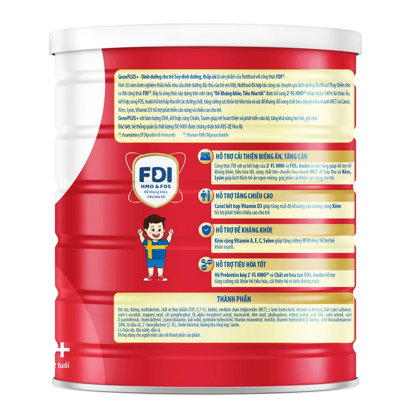 Sữa bột Nutifood GrowPLUS+ đỏ 2+ hương vani 1.5 kg (từ 2 tuổi) cho trẻ suy dinh dưỡng, thấp còi 3