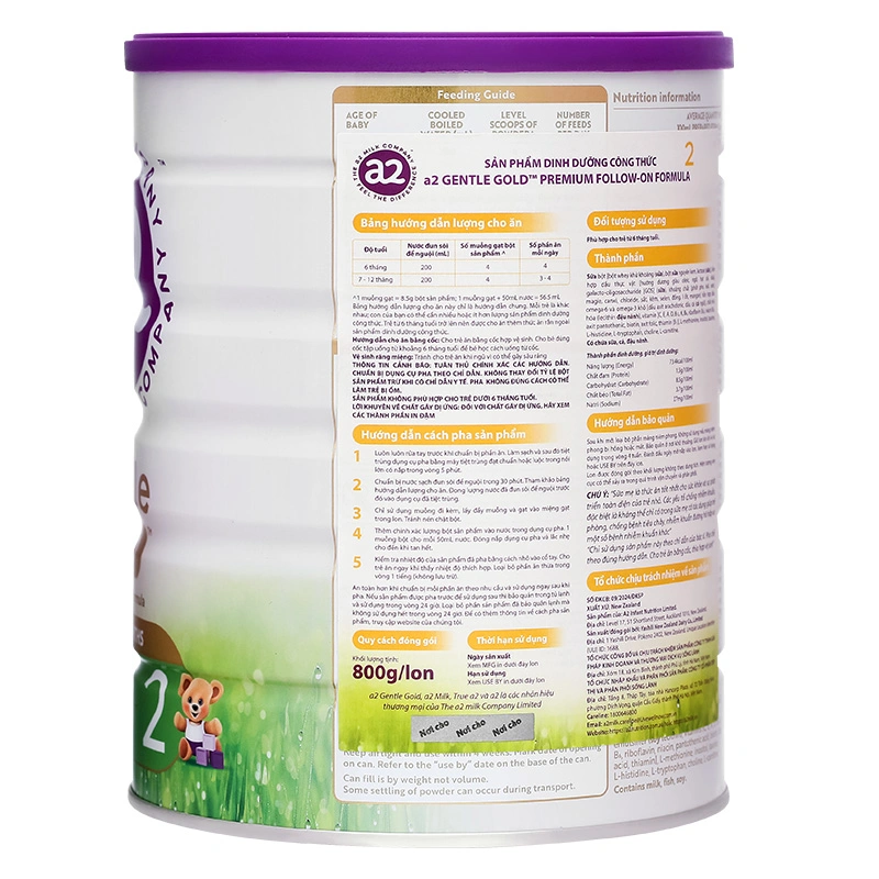 Sữa bột a2 Gentle Gold Premium Follow-on Formula số 2 lon 800g (6 - 12 tháng) 5