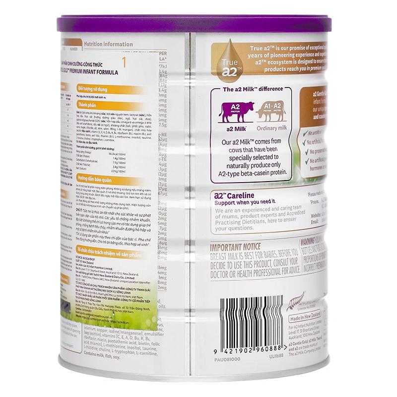 Sữa bột a2 Gentle Gold Premium Infant Formula số 1 lon 800g (0 - 6 tháng) 3