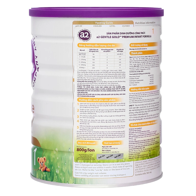 Sữa bột a2 Gentle Gold Premium Infant Formula số 1 lon 800g (0 - 6 tháng) 5