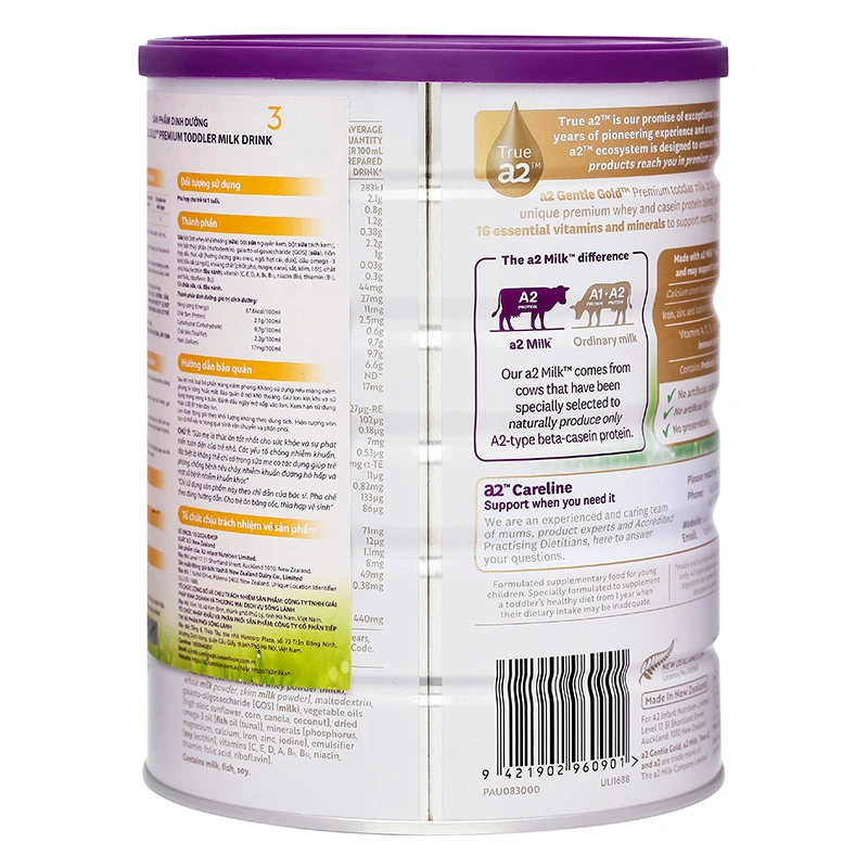 Sữa bột a2 Gentle Gold Premium Toddler Milk Drink số 3 lon 800g (từ 1 tuổi) 3