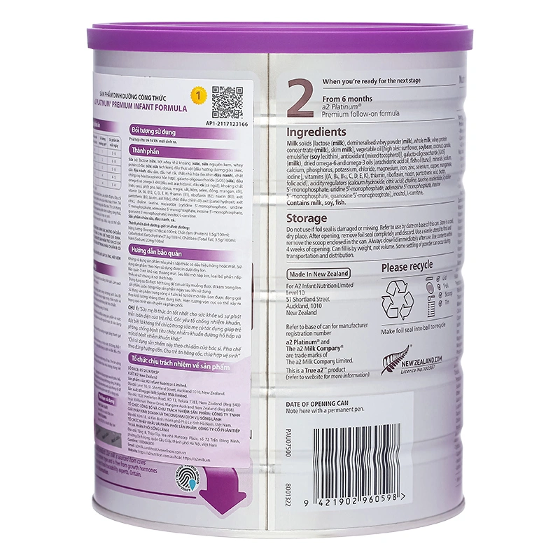 Sữa bột a2 Platinum Premium Infant Formula số 1 lon 900g (0 - 6 tháng) 4