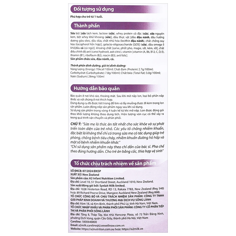 Sữa bột a2 Platinum Premium Toddler Milk Drink số 3 lon 900g (từ 1 tuổi) 11