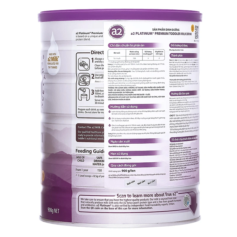 Sữa bột a2 Platinum Premium Toddler Milk Drink số 3 lon 900g (từ 1 tuổi) 3