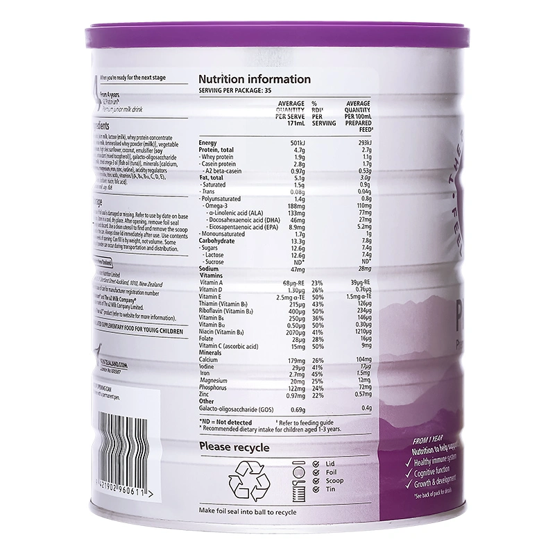 Sữa bột a2 Platinum Premium Toddler Milk Drink số 3 lon 900g (từ 1 tuổi) 5