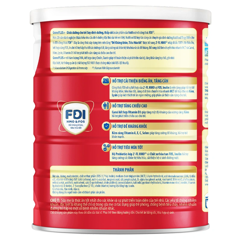 Sữa bột Nutifood GrowPLUS+ đỏ 1+ hương vani 1.5 kg (1 - 2 tuổi) dành cho trẻ suy dinh dưỡng, thấp còi 3