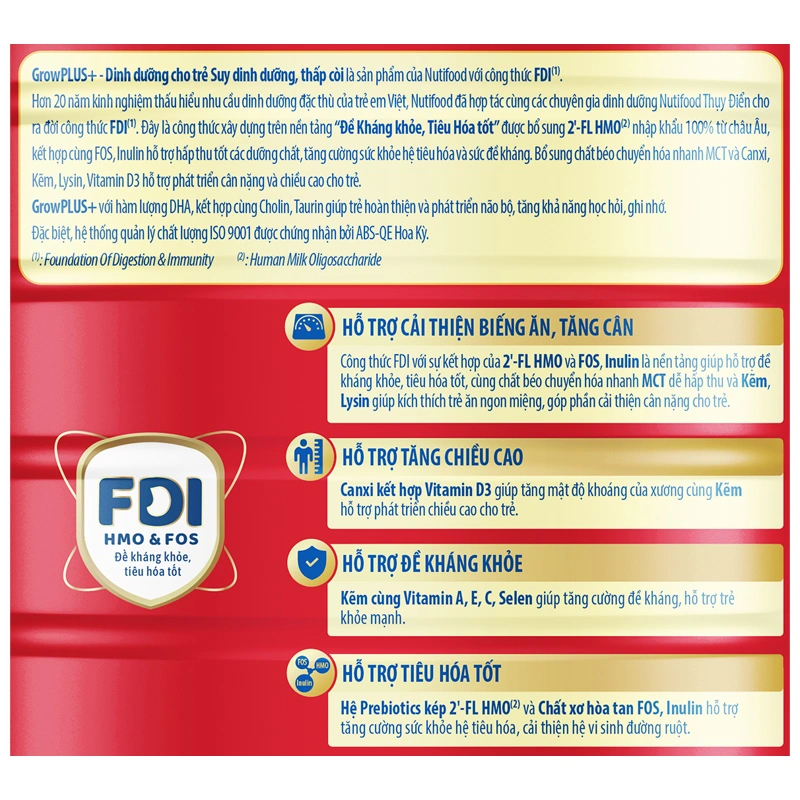 Sữa bột Nutifood GrowPLUS+ đỏ 1+ hương vani 1.5 kg (1 - 2 tuổi) dành cho trẻ suy dinh dưỡng, thấp còi 5
