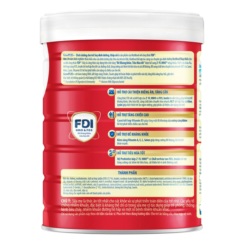 Sữa bột Nutifood GrowPLUS+ đỏ 1+ hương vani 850g (1 - 2 tuổi) cho trẻ suy dinh dưỡng, thấp còi - Giao bao bì ngẫu nhiên 3