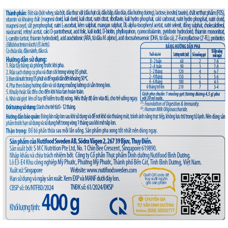 Sữa bột Nutifood GrowPLUS+ xanh nhạt hương vani 0+ 400g (0 - 12 tháng) giúp tiêu hóa 5