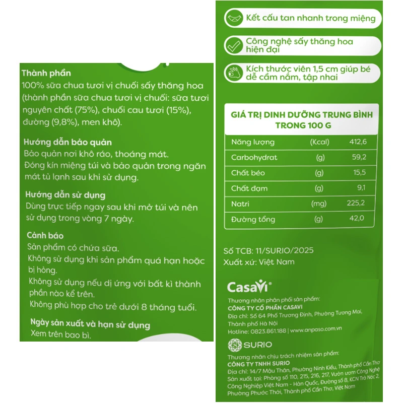 Sữa chua khô sấy thăng hoa vị phô mai Anpaso túi 20g (từ 8 tháng) 7