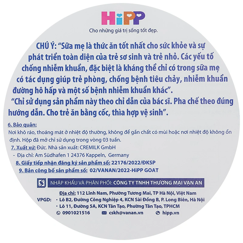 Sữa dê HiPP Organic số 2 400g (từ 6 tháng) 12