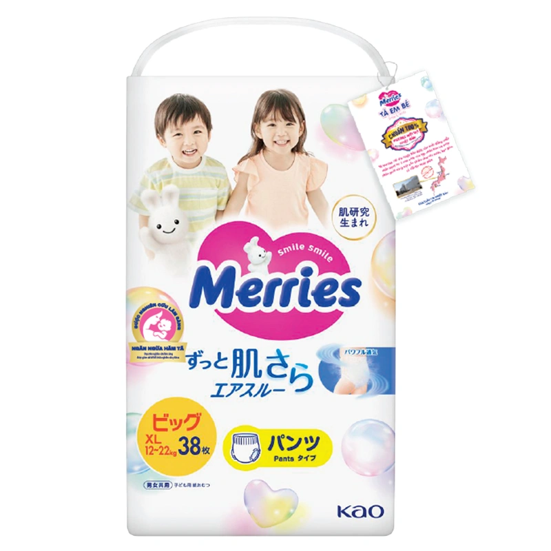 Tã quần Merries size XL 38 miếng (12 - 22 kg) - Mẫu mới 2