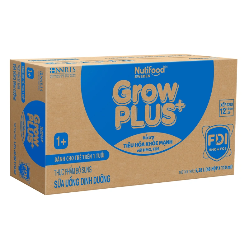 Lốc 4 hộp sữa pha sẵn Nutifood GrowPLUS+ xanh nhạt 1+ hương vani 110 ml hỗ trợ tiêu hóa (từ 1 tuổi) 9