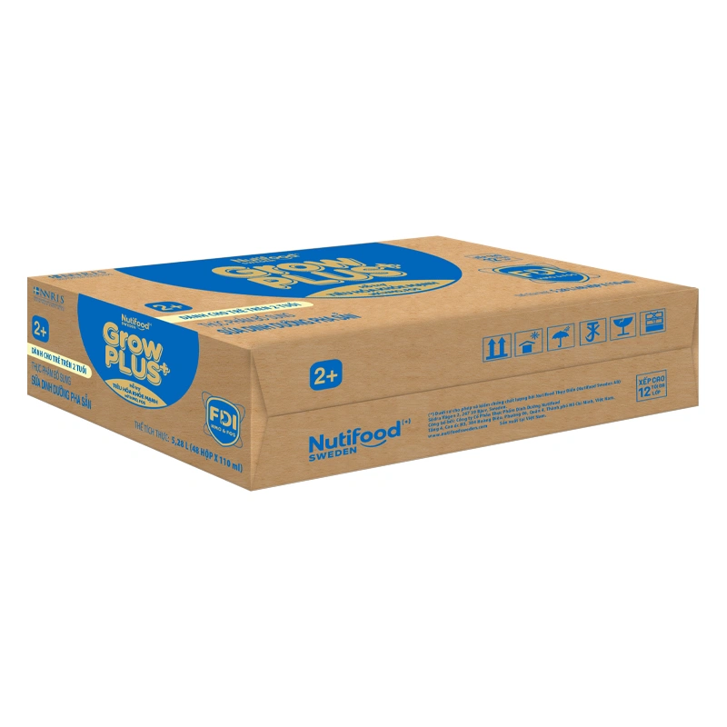 Thùng 48 hộp sữa pha sẵn Nutifood GrowPLUS+ xanh nhạt 2+ hương vani 110 ml hỗ trợ tiêu hóa (từ 2 tuổi) 3