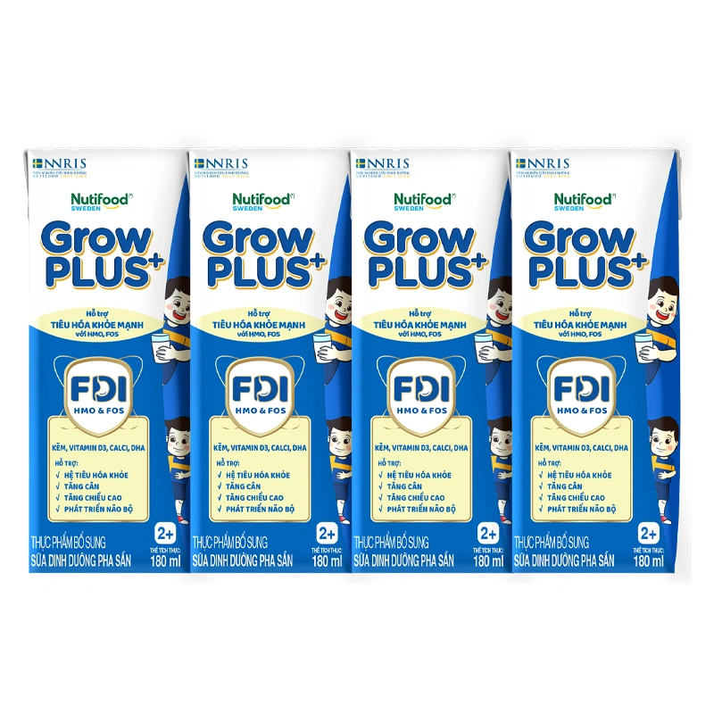 Thùng 48 hộp sữa pha sẵn Nutifood GrowPLUS+ xanh nhạt 2+ hương vani 180 ml hỗ trợ tiêu hóa (từ 2 tuổi) 4