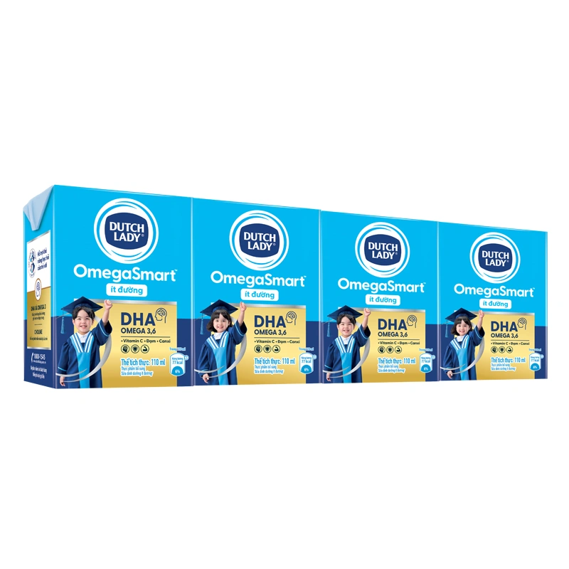 Thùng 48 hộp sữa tươi Dutch Lady OmegaSmart ít đường 110 ml (từ 1 tuổi) 3