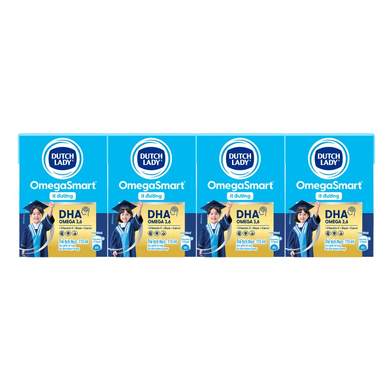 Thùng 48 hộp sữa tươi Dutch Lady OmegaSmart ít đường 110 ml (từ 1 tuổi) 4