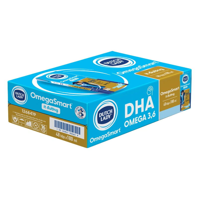 Thùng 48 hộp sữa tươi Dutch Lady OmegaSmart ít đường 180 ml (từ 1 tuổi) 2