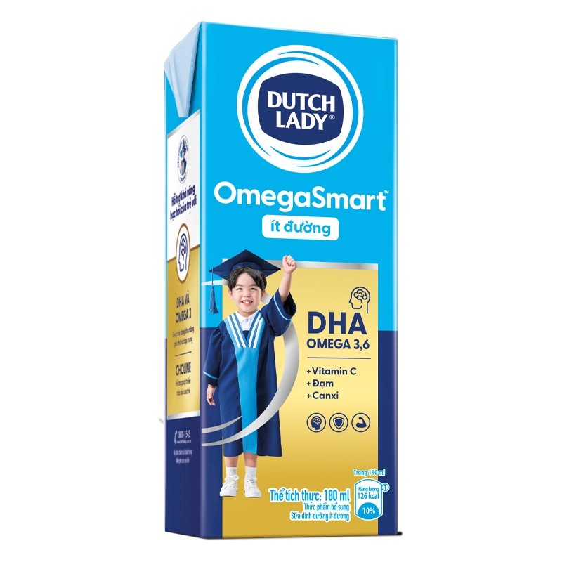 Thùng 48 hộp sữa tươi Dutch Lady OmegaSmart ít đường 180 ml (từ 1 tuổi) 5