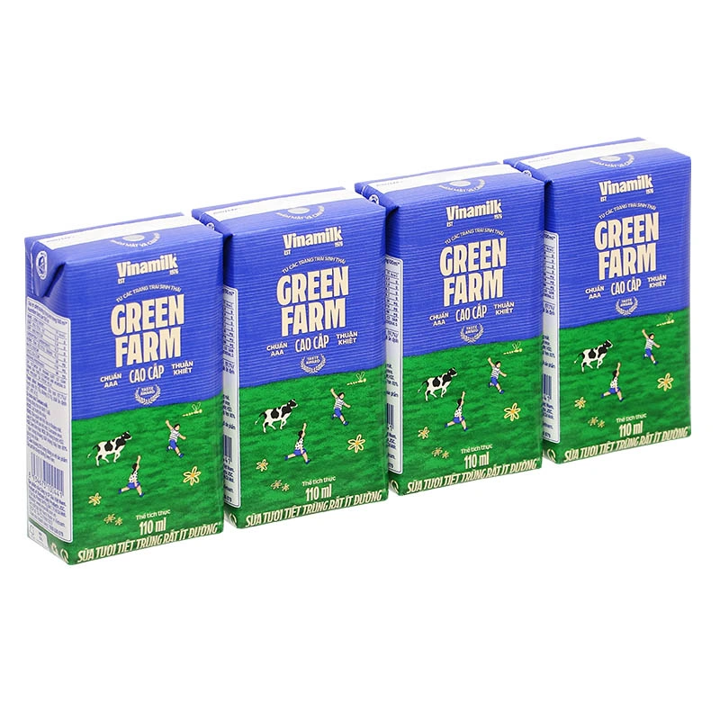 Lốc 4 hộp sữa tươi tiệt trùng Vinamilk Green Farm rất ít đường 110 ml (từ 1 tuổi) 15