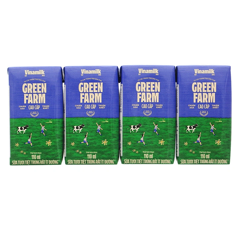 Lốc 4 hộp sữa tươi tiệt trùng Vinamilk Green Farm rất ít đường 110 ml (từ 1 tuổi) 16