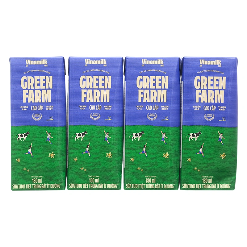 Thùng 48 hộp sữa tươi tiệt trùng Vinamilk Green Farm rất ít đường 180 ml (từ 1 tuổi) 5