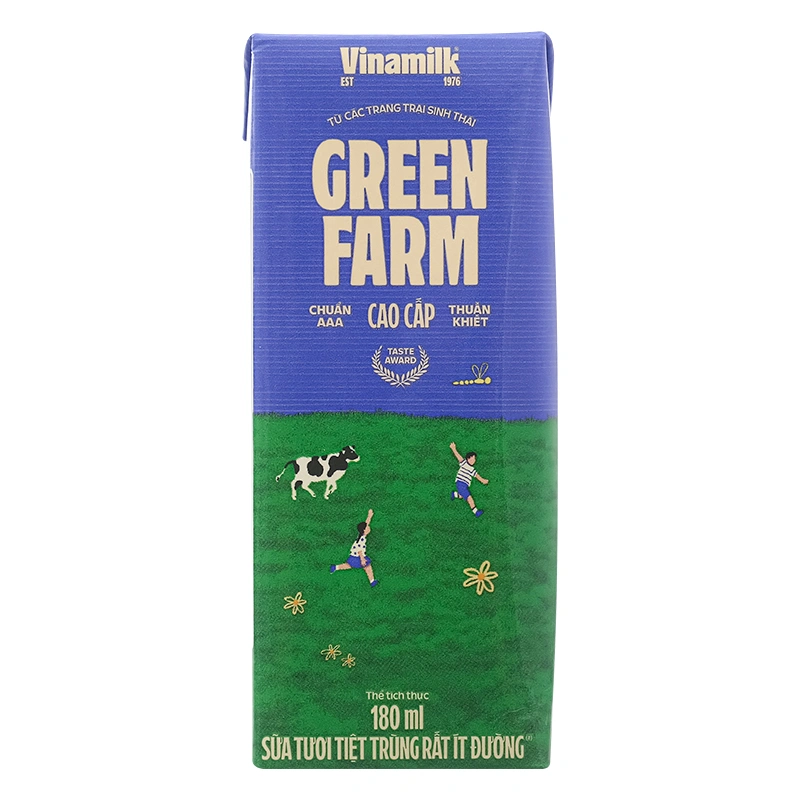 Thùng 48 hộp sữa tươi tiệt trùng Vinamilk Green Farm rất ít đường 180 ml (từ 1 tuổi) 8
