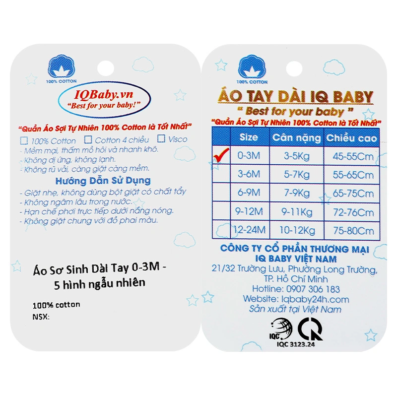 Áo tay dài bé gái IQ Baby màu trắng - in hình ngẫu nhiên 13
