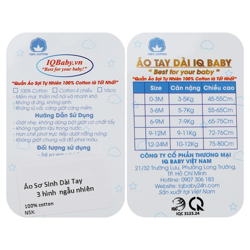 Áo tay dài bé trai IQ Baby màu trắng - in hình ngẫu nhiên 10