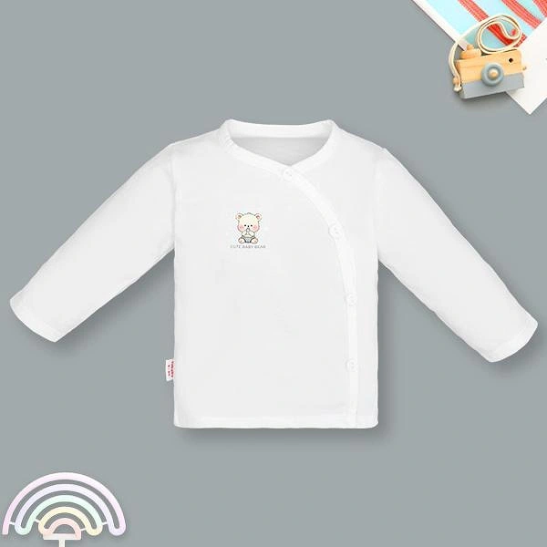 Áo tay dài bé trai IQ Baby cotton trắng- in hình ngẫu nhiên