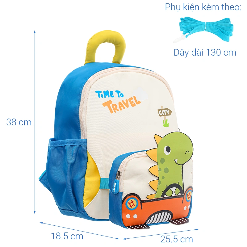 Balo cho bé mẫu giáo 3L khủng long 5510X xanh 13