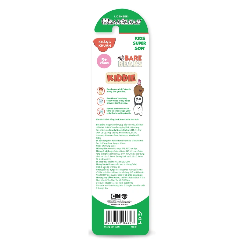 Bàn chải đánh răng Oralclean Kiddie lông siêu mềm (từ 5 tuổi) - Màu ngẫu nhiên 4