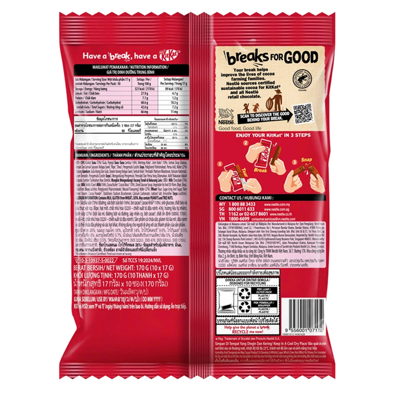 Bánh xốp KitKat phủ socola gói 10 thanh x 17g (từ 3 tuổi) 3