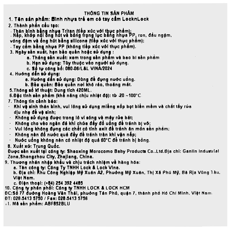 Bình tập uống Lock&Lock ABF852PIK 420 ml - Màu hồng (từ 6 tháng) 19