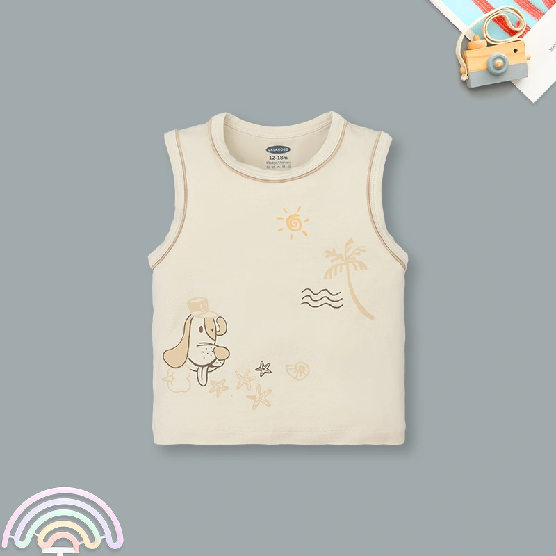 Bộ sát nách bé trai Ualarogo UR2192 màu be 2