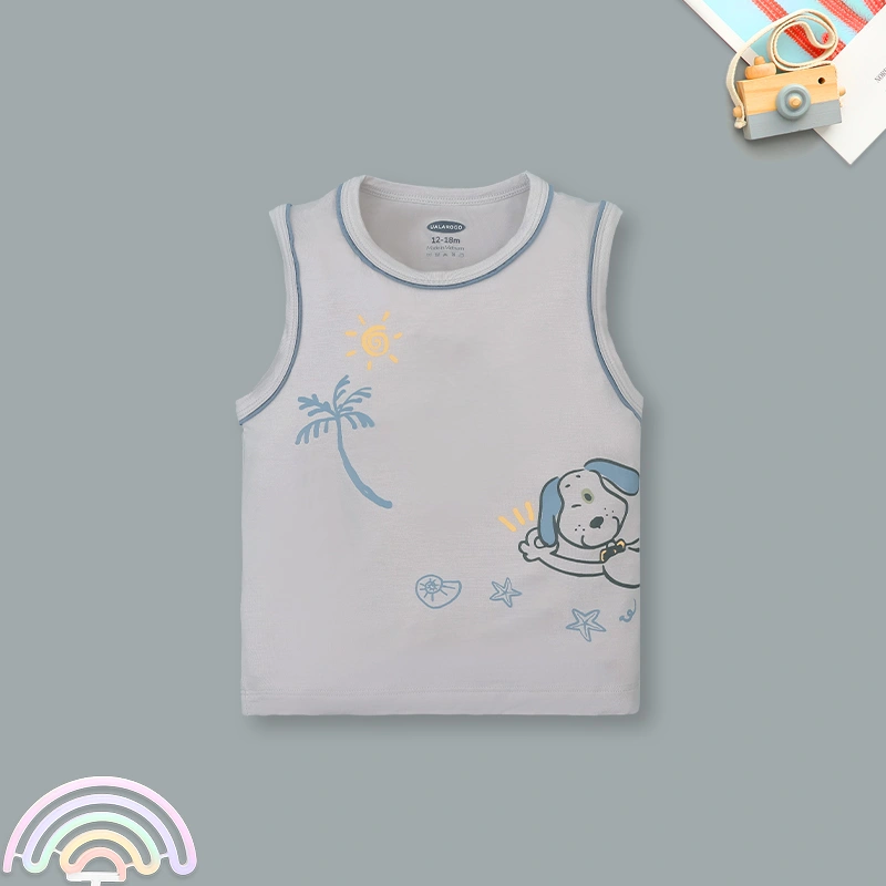 Bộ sát nách bé trai Ualarogo UR2192 màu be 14