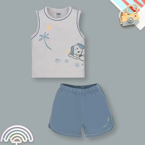 Bộ bé trai Ualarogo bamboo xanh dương