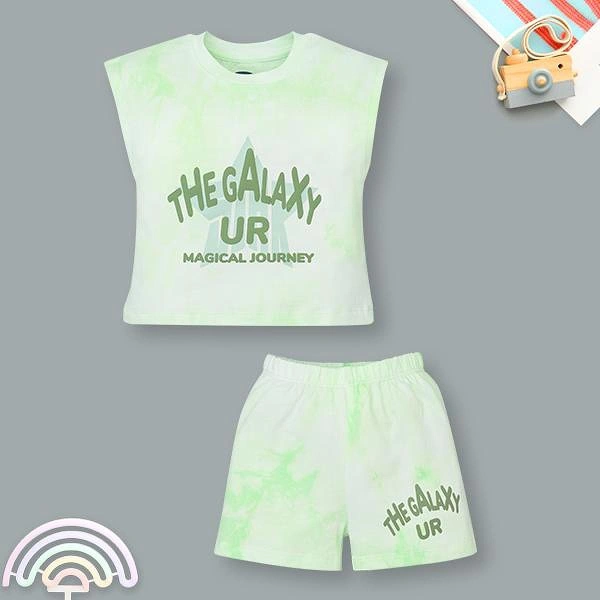 Bộ bé trai Ualarogo cotton xanh