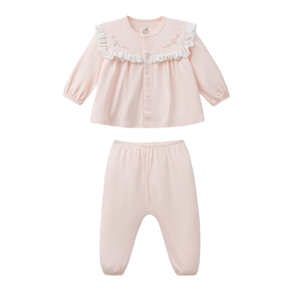 Bộ tay dài bé gái La Pomme bamboo hồng