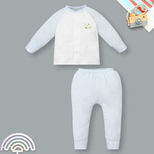 Bộ tay dài unisex Ualarogo cotton xanh