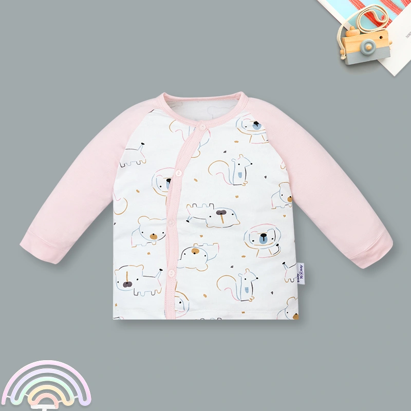 Bộ tay dài cài lệch phối BabyMommy 411025 màu hồng 2