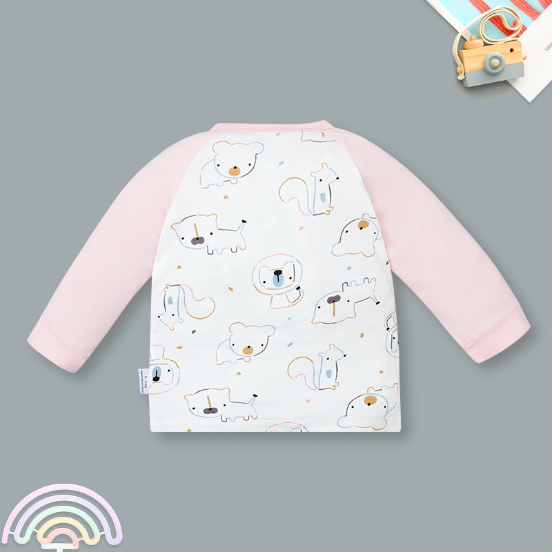 Bộ tay dài cài lệch phối BabyMommy 411025 màu hồng 3
