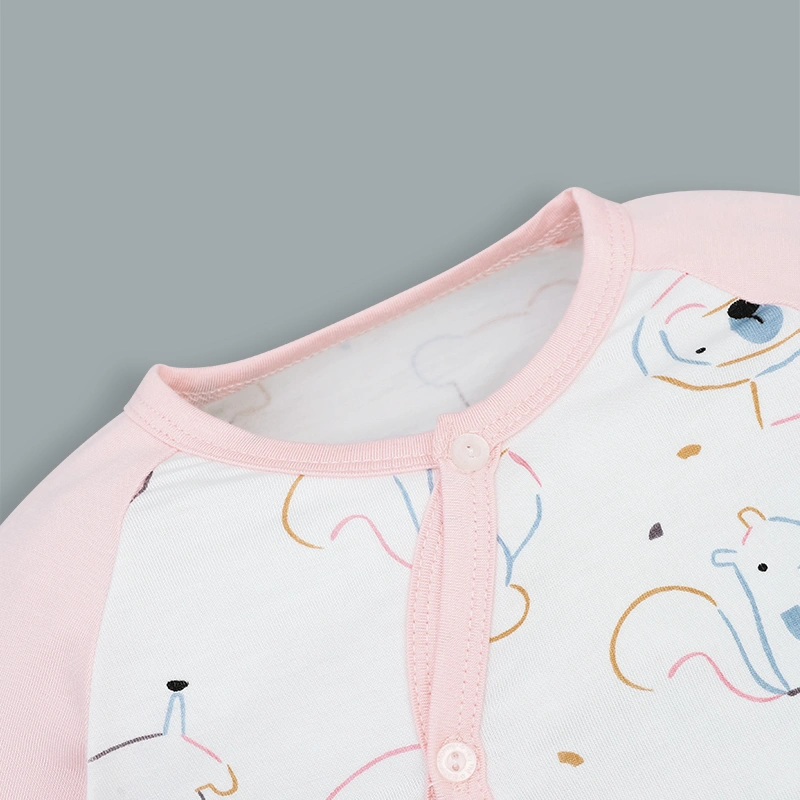 Bộ tay dài cài lệch phối BabyMommy 411025 màu hồng 4
