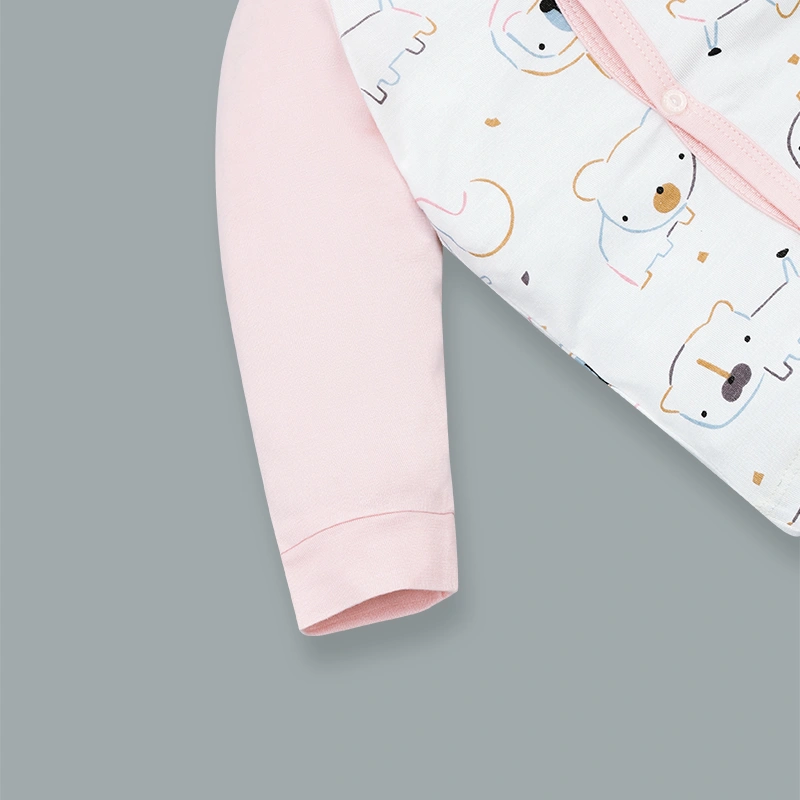 Bộ tay dài cài lệch phối BabyMommy 411025 màu hồng 5