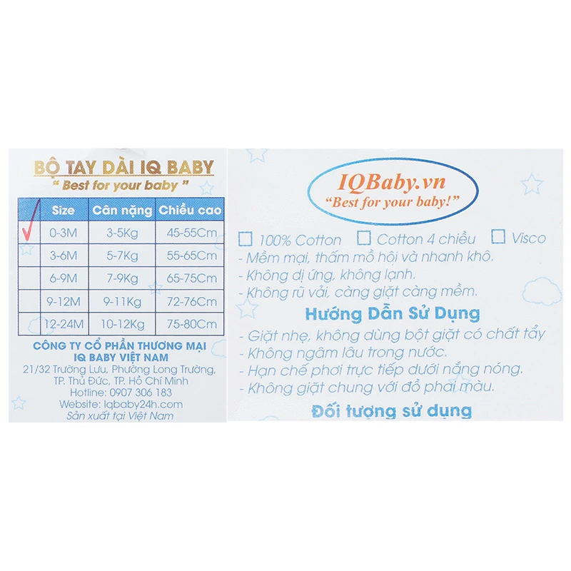 Bộ tay dài cúc bấm chéo quần in ngựa con IQ Baby màu trắng 15