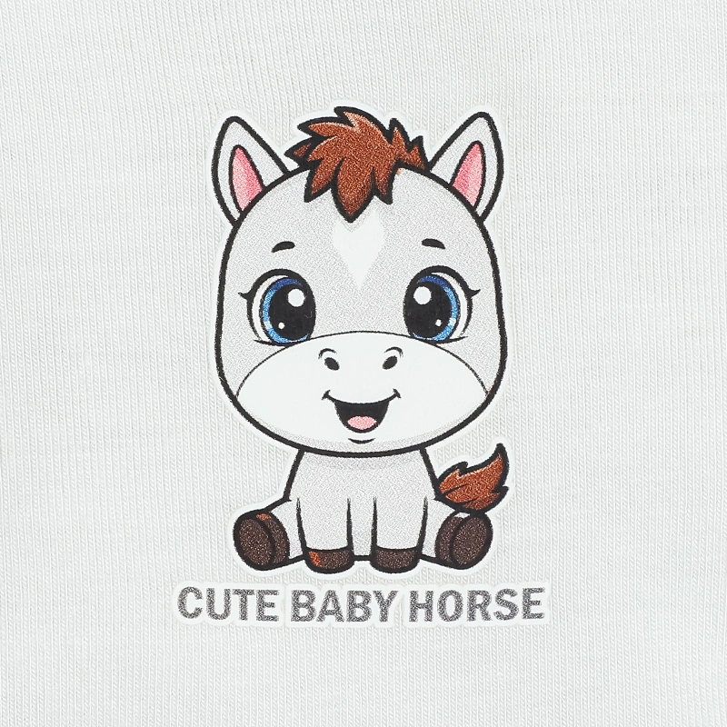 Bộ tay dài cúc bấm chéo quần xám in ngựa con IQ Baby màu trắng 7