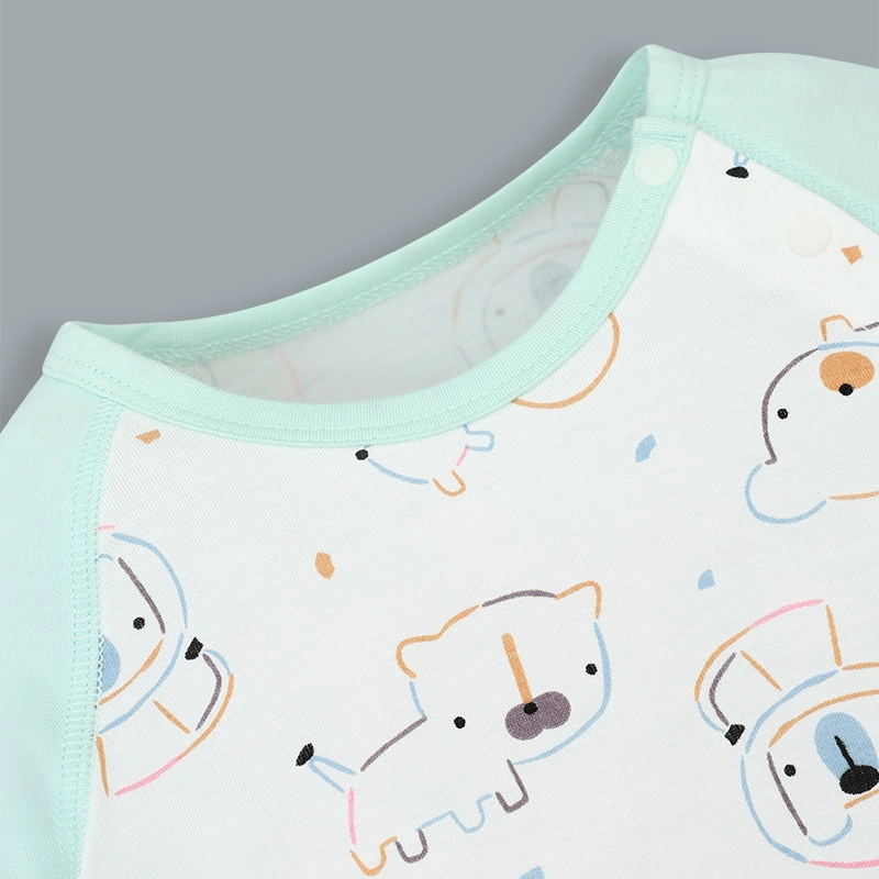 Bộ tay dài raplan cài vai BabyMommy 421025 màu xanh mint 4