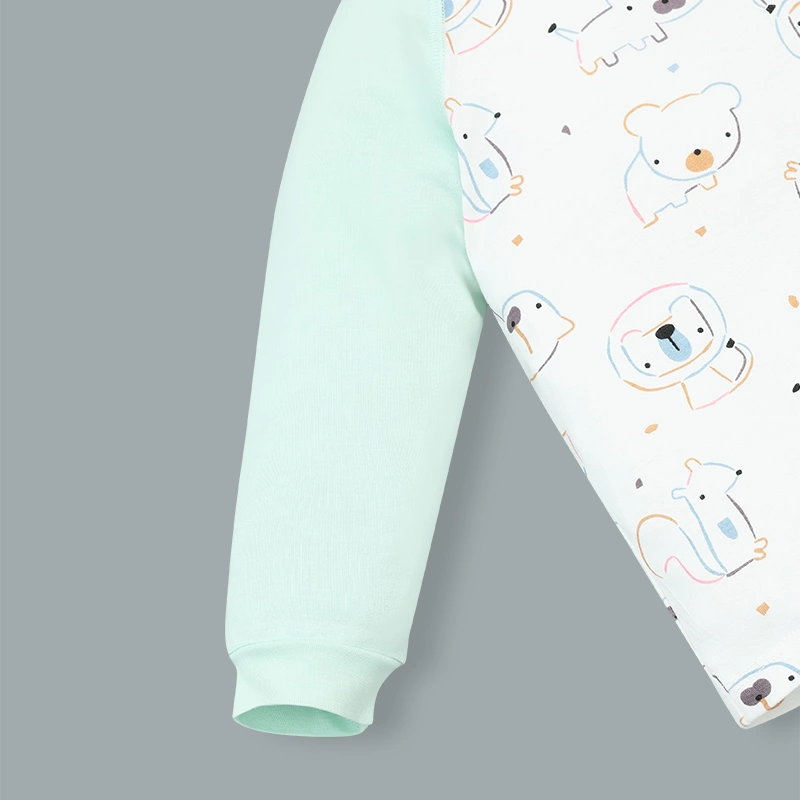 Bộ tay dài raplan cài vai BabyMommy 421025 màu xanh mint 5